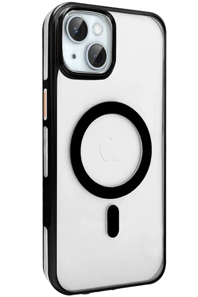 iPhone 15 Gleam PC Sert Magsafe Kılıf - Şeffaf-Siyah ürün görseli 1