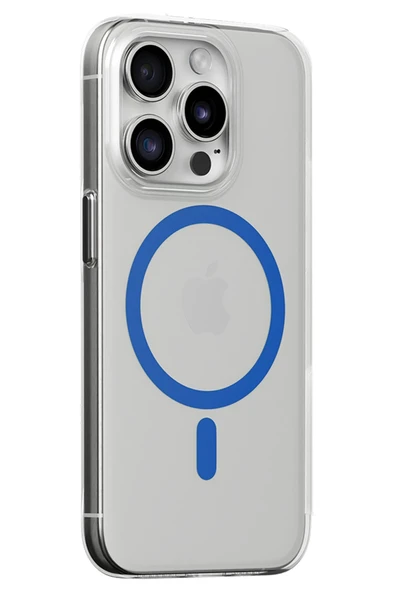 iPhone 15 Pro Kılıf Bubble Magsafe Kapak - Mavi - Resim 5