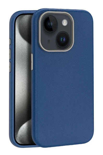 iPhone 15 Kılıf Wonder Deri Magsafe Kapak - Lacivert ürün görseli 1