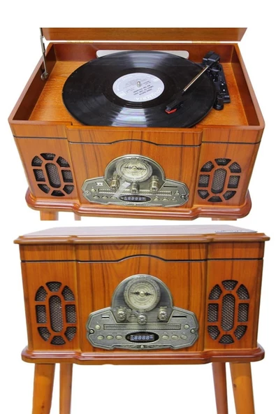 Pikap Ahşap Standlı Plakçalar Radyo Bluetooth Usb CW005 - Resim 9