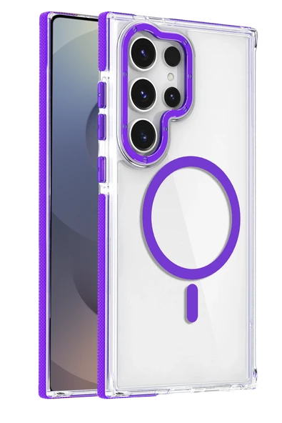 Samsung Galaxy S25 Ultra Bella Magsafe Kapak - Derin Mor - Resim 4