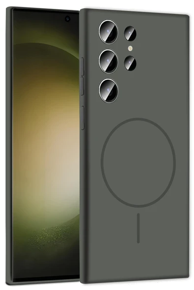 Samsung Galaxy S23 Ultra Kılıf Jully Magsafe Kapak - Titan Gri - Resim 4