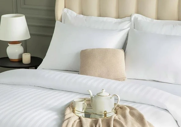Tek Kişilik Çizgili Pamuk Saten Nevresim | 160x230 | Mix & Match | Otel Serisi - Resim 8
