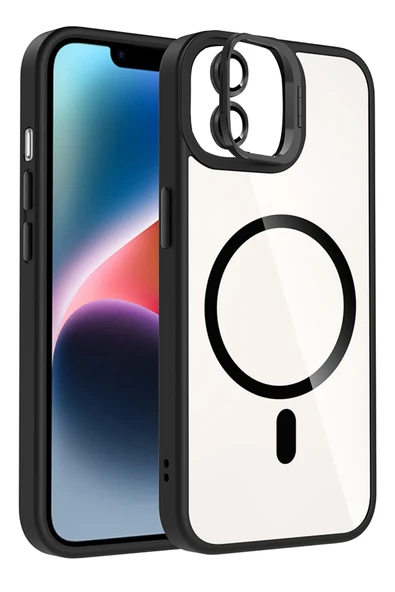 Apple iPhone 11 Remim Lensli Magsafe Standlı Kapak - Siyah ürün görseli 1