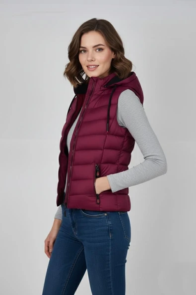 Kadın Kapüşonlu Spor Yelek 5000 BGL-ST04894 - Resim 7