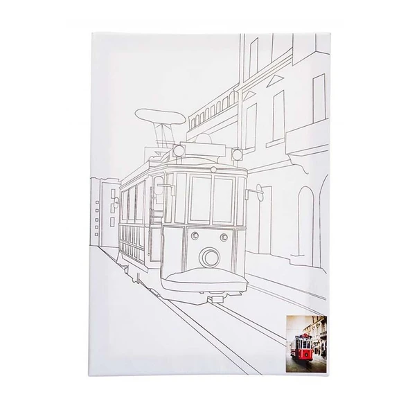 Ceoart Desenli Tuval (Taksim Treni, Ayasofya, Galata, Kız Kulesi) 35X50  Ceo-Tu0002 - Resim 2