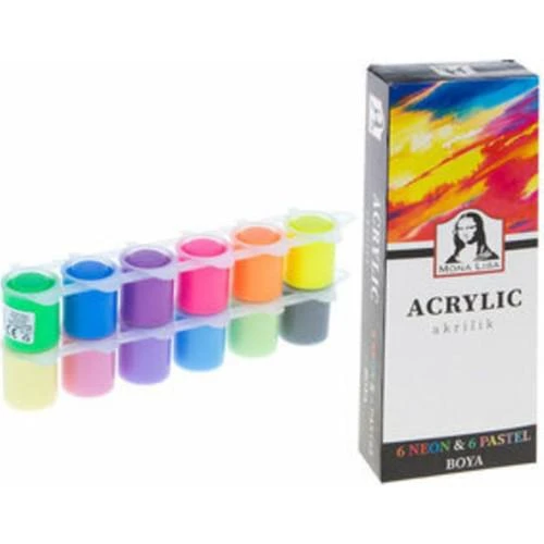 Monalisa Akrilik Boya 12 Renk 22ML Neon Pastel Renkler ML124 6758 ürün görseli