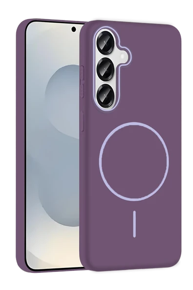Samsung Galaxy S23 FE Broş Magsafe Kapak - Mor - Resim 4
