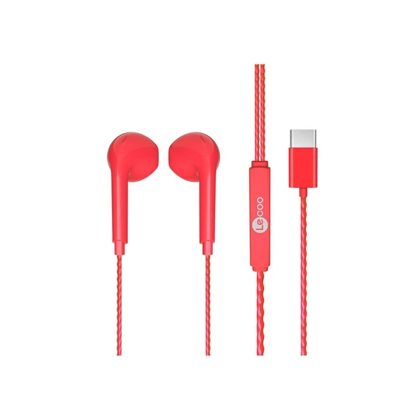 Lenovo Lecoo EH104 Kablolu Type-C Kulak İçi Kulaklık Kırmızı - Resim 3