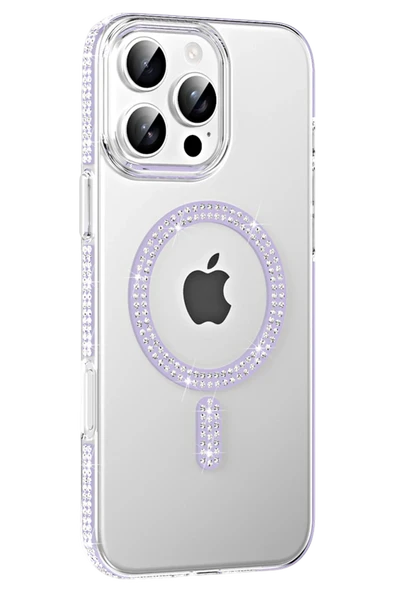 Apple iPhone 16 Pro Max Move Taşlı Magsafe Kapak - Lila - Resim 6