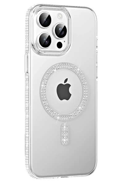 Apple iPhone 15 Pro Move Taşlı Magsafe Kapak - Natural Grey - Resim 6