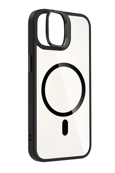 Apple iPhone 11 Remim Lensli Magsafe Standlı Kapak - Siyah - Resim 3