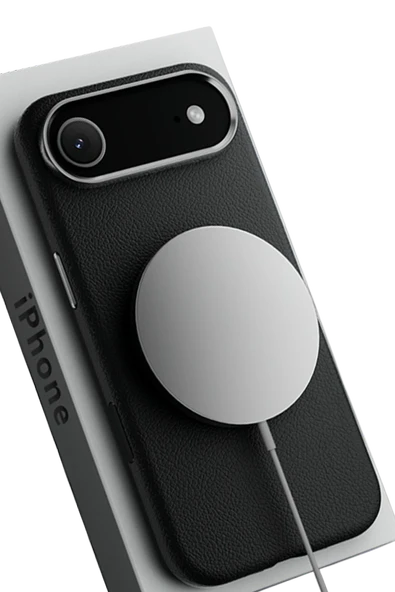 iPhone 17 Air Wonder Deri Magsafe Kapak - Siyah - Resim 6