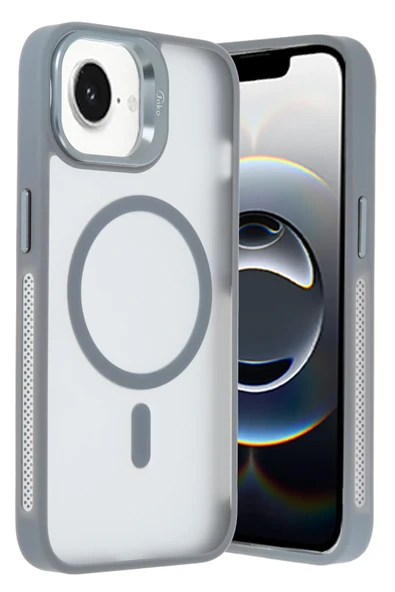 iPhone 16E Flet Lens Magsafe Kapak - Gri - Resim 2