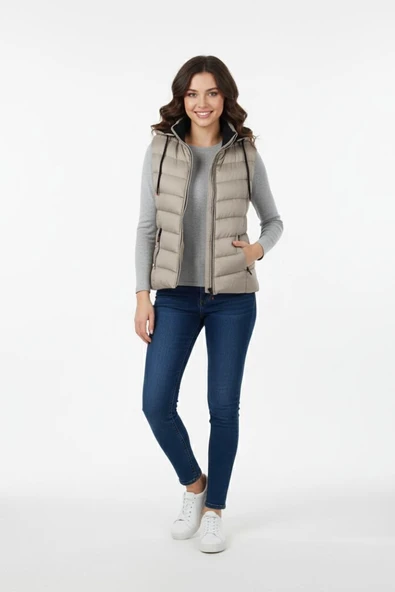 Kadın Kapüşonlu Spor Yelek 5000 BGL-ST04894 - Resim 5