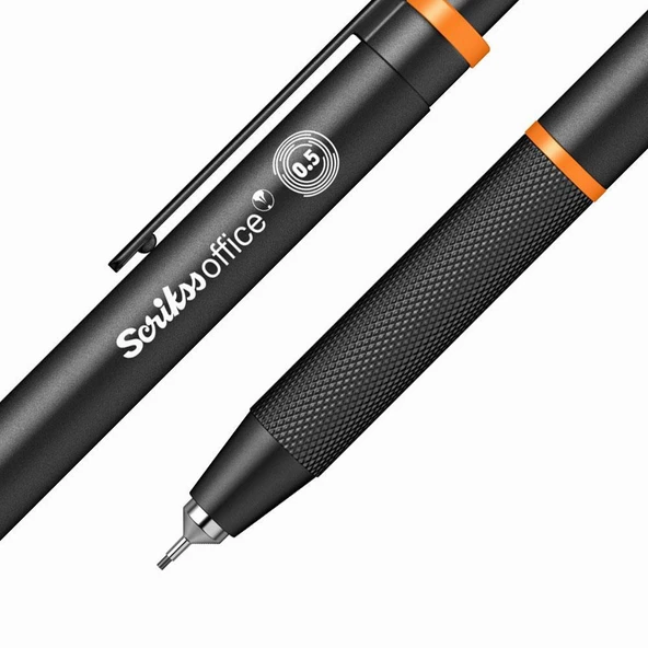 Scrikss Office Twist 0.5 Mm Turuncu Renk Mekanik Uçlu Versatil Kalem Şeffaf Kutu - Resim 2