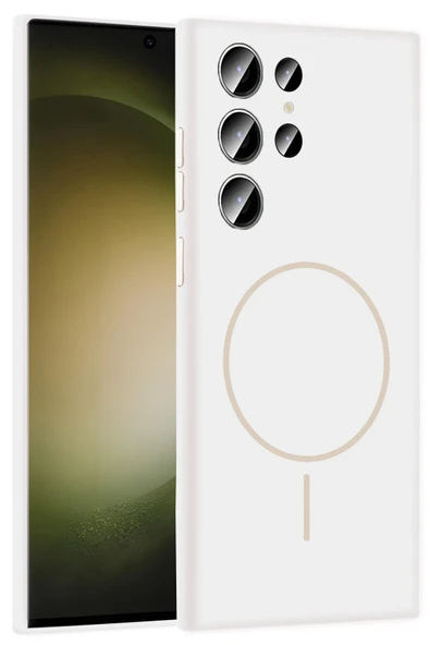 Samsung Galaxy S23 Ultra Kılıf Jully Magsafe Kapak - Beyaz - Resim 4