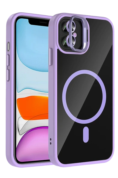 Apple iPhone 11 Remim Lensli Magsafe Standlı Kapak - Lila ürün görseli 1