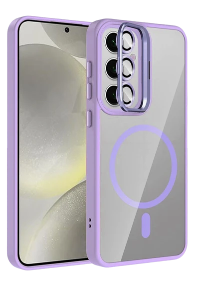 Samsung Galaxy S25 Remim Lensli Magsafe Standlı Kapak - Lila ürün görseli 1