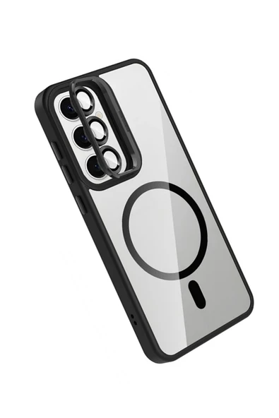 Samsung Galaxy S25 Remim Lensli Magsafe Standlı Kapak - Siyah - Resim 4