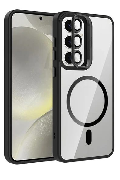 Samsung Galaxy S25 Remim Lensli Magsafe Standlı Kapak - Siyah - Resim 5