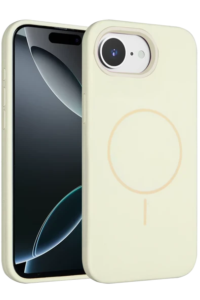 iPhone 16E Kılıf Jully Magsafe Kapak - Bej - Resim 4