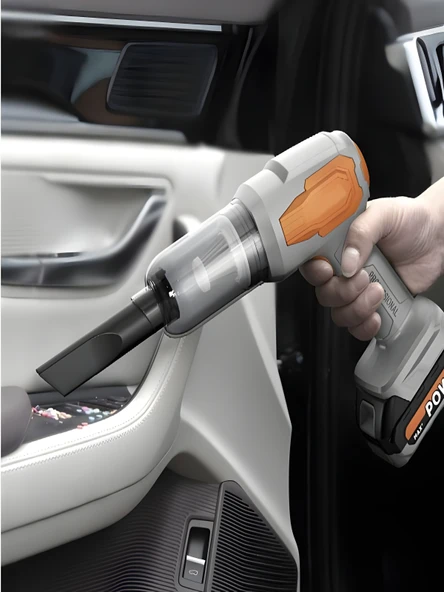 20000Pa 120w Güçlü Emişli Çift Bataryalı Kablosuz Vakumlu Üflemeli Mini Araç Süpürgesi - Resim 4