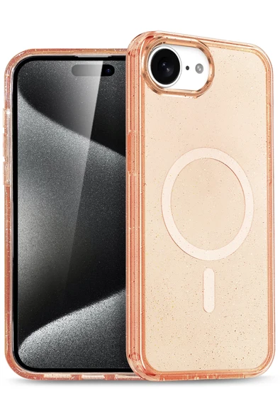 Apple iPhone 16E Star Magsafe Kapak - Turuncu - Resim 4