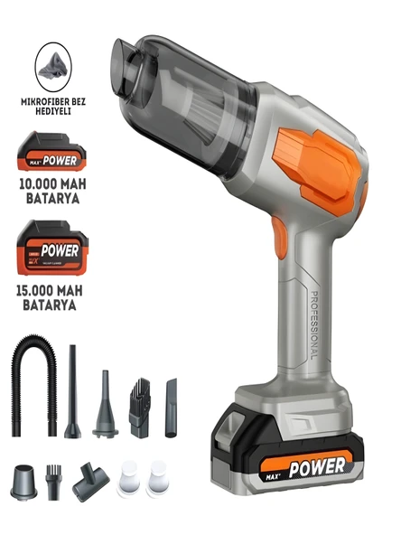 20000Pa 120w Güçlü Emişli Çift Bataryalı Kablosuz Vakumlu Üflemeli Mini Araç Süpürgesi ürün görseli 1