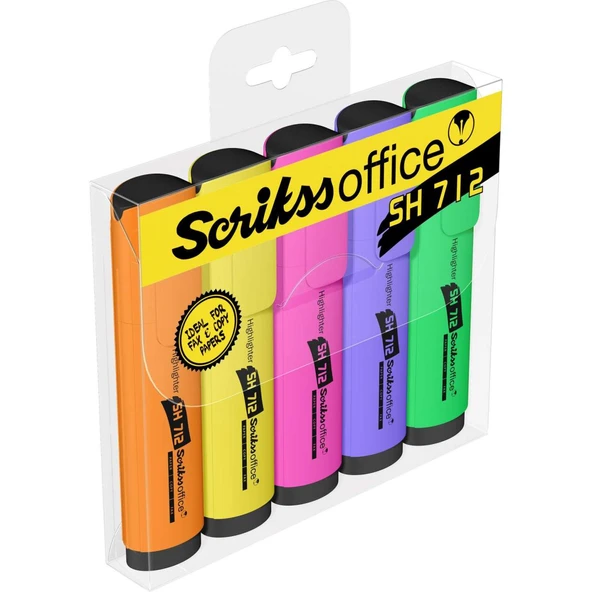 Scrikss Sh 712 5'Li Fosforlu Kalem Seti Parlak Renkler - Resim 3