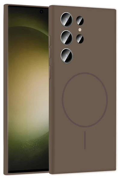 Samsung Galaxy S23 Ultra Kılıf Jully Magsafe Kapak - Kahverengi ürün görseli 1