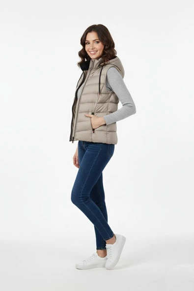 Kadın Kapüşonlu Spor Yelek 5000 BGL-ST04894 - Resim 9