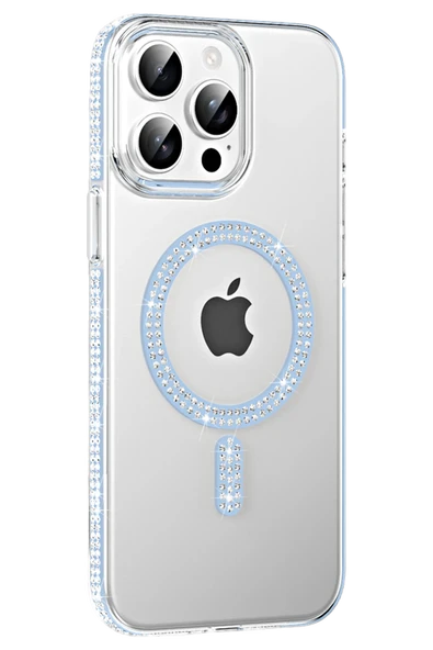 Apple iPhone 15 Pro Move Taşlı Magsafe Kapak - Mavi ürün görseli 1