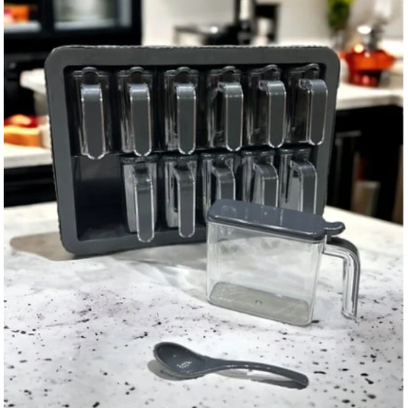 12'li Standlı Kaşıklı Baharatlık Seti ürün görseli