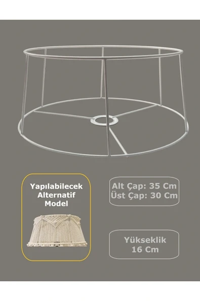 Kısa Konik Lambader Teli , İskeleti Beyaz Statik Boyalı - E27 (35 Cm) ürün görseli