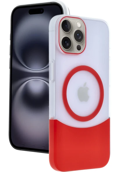Apple iPhone 15 Pro Max Velar Magsafe Kapak - Kırmızı - Resim 4