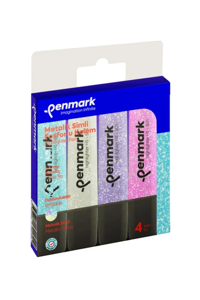 Fosforlu Kalem 4 Lü Asetat Karışık Renk Simli ürün görseli