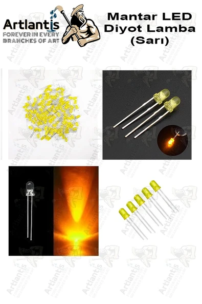 Sarı Mantar Led Diyot Lamba 50 li 1 Paket Sarı 4.8 mm Mini Mantar Led Lamba Deney Bilim Proje Arduino Işığı - Resim 3