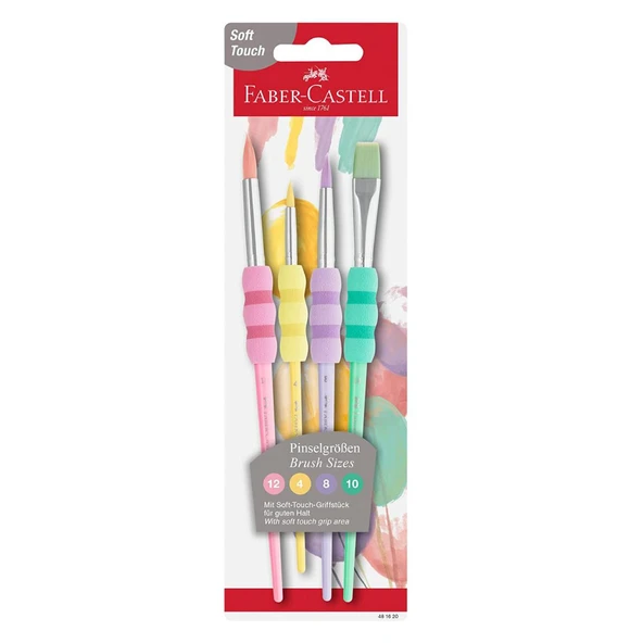 Faber-Castell Soft Touch Fırça Seti Pastel Renkler 4'lü ürün görseli