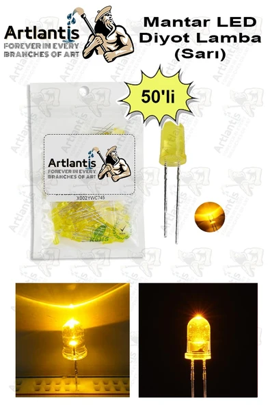 Sarı Mantar Led Diyot Lamba 50 li 1 Paket Sarı 4.8 mm Mini Mantar Led Lamba Deney Bilim Proje Arduino Işığı ürün görseli 1