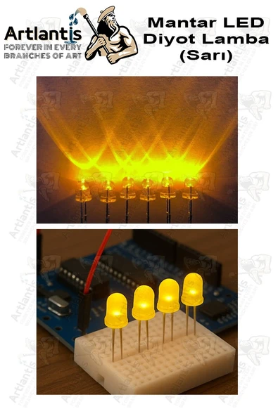 Sarı Mantar Led Diyot Lamba 50 li 1 Paket Sarı 4.8 mm Mini Mantar Led Lamba Deney Bilim Proje Arduino Işığı - Resim 4