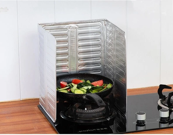 Ocak Yağ Sıçrama Koruyucu Katlanır Alüminyum Levha -Kolay Silinir Piknik Tüpü Rüzgar Önleyici Panel - Resim 4