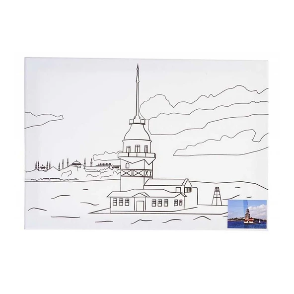 Ceoart Desenli Tuval (Taksim Treni, Ayasofya, Galata, Kız Kulesi) 35X50  Ceo-Tu0002 ürün görseli