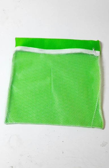 Yeşil - Fermuarlı - Hassas Çamaşır Terlik  Ayakkabı Yıkama Filesi Büyük Boy - Resim 2