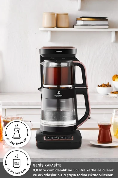 Çaysever Robotea Pro Connect 4 in 1 Konuşan Cam Çay Makinesi Rosegold - 6