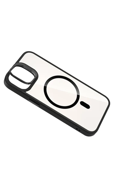 Apple iPhone 11 Remim Lensli Magsafe Standlı Kapak - Siyah - Resim 5