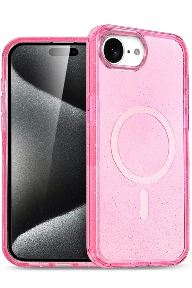 Apple iPhone 16E Star Magsafe Kapak - Pembe - Resim 4