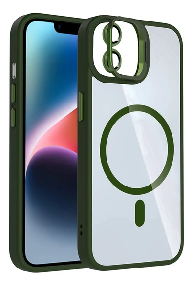 Apple iPhone 11 Remim Lensli Magsafe Standlı Kapak - Koyu Yeşil ürün görseli 1