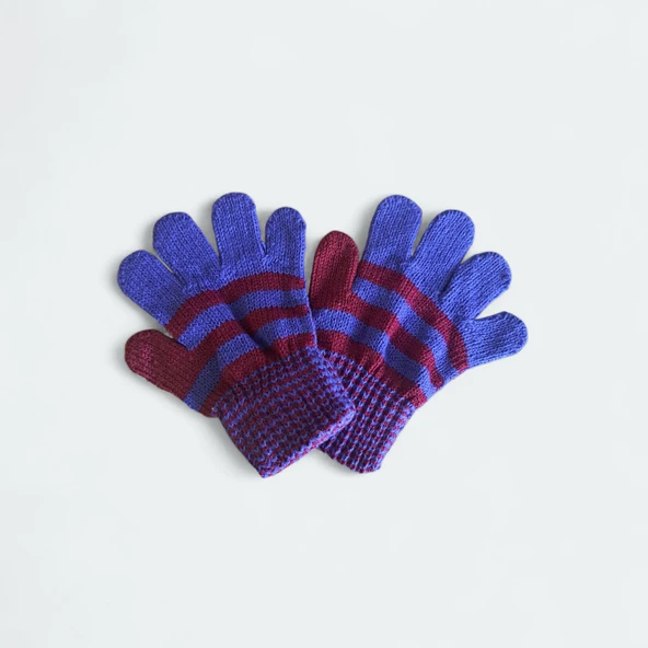 Çocuk Eldiveni Bordo Mavi Bebe Eldiven 1-4 Yaş - Resim 2