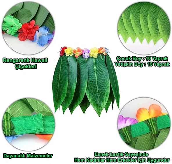 Tropikal Esintili Yapraklı Parti Eteği Çocuk Boy - Resim 3